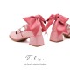 Iris Corolla Tulips Chunky Heel Shoes(Reservation/6 Colours/Full Payment Without Shipping)